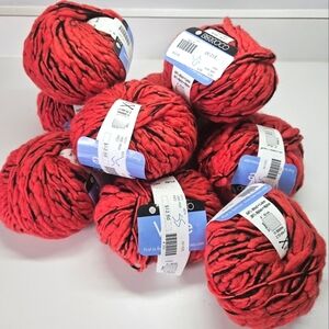 NEW Berroco VIBE Bulky Yarn Lot of 9 Red & Black Fluffy Cotton Wool Blend